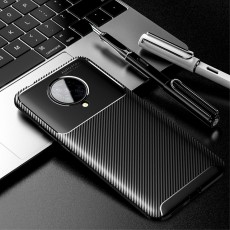 Beetle Series Carbon Fiber TPU Protection Phone Cover priekš Xiaomi Poco F2 Pro - Melns - triecienizturīgs silikona aizmugures apvalks (bampers, vāciņš, slim TPU silicone case shell cover, bumper)