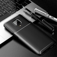 Beetle Series Carbon Fiber TPU Protection Phone Cover priekš Xiaomi Redmi Note 9 Pro - Melns - triecienizturīgs silikona aizmugures apvalks (bampers, vāciņš, slim TPU silicone case shell cover, bumper)