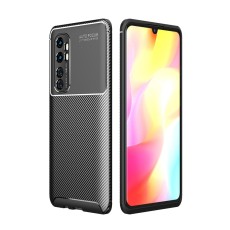 Beetle Series Carbon Fiber TPU Protection Phone Cover priekš Xiaomi Mi Note 10 Lite - Melns - triecienizturīgs silikona aizmugures apvalks (bampers, vāciņš, slim TPU silicone case shell cover, bumper)