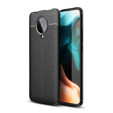Litchi Skin PU Leather Coated TPU Mobile Phone Case priekš Xiaomi Poco F2 Pro - Melns - ādas imitācijas triecienizturīgs silikona aizmugures apvalks (maciņš, bampers, vāciņš, slim cover, bumper, back case)