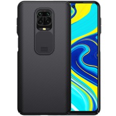Nillkin CamShield Slide Camera Back Hard Case Cover priekš Xiaomi Redmi Note 9 Pro - Melns - plastikas aizmugures apvalks / bampers ar kameras aizsargmehānismu