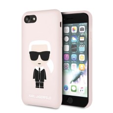 Karl Lagerfeld Silicone Iconic series KLHCI8SLFKPI priekš Apple iPhone 7 / 8 / SE2 (2020) / SE3 (2022) - Rozā - silikona aizmugures apvalks / bampers-vāciņš