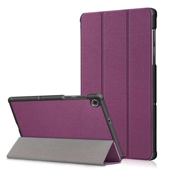 Tri-fold Stand PU Smart Auto Wake/Sleep Leather Case priekš Lenovo Tab M10 Plus FHD X606 - Violets - sāniski atverams maciņš ar stendu