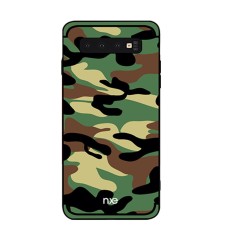 NXE Camouflage Pattern PC/TPU Hybrid Back Case priekš Samsung Galaxy S10e / S10e EE G970 - Tumši Zaļš - plastikāta / silikona aizmugures apvalks / bampers-vāciņš