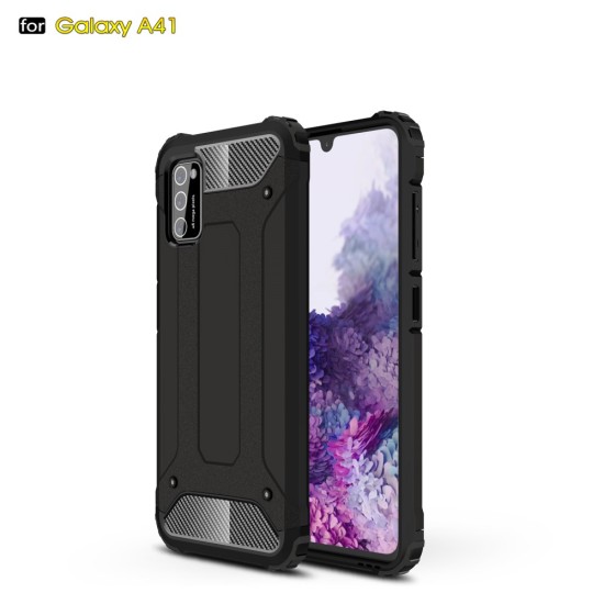 Armor Case Guard Plastic TPU Hybrid Cell Phone Back Case priekš Samsung Galaxy A41 A415 - Melns - triecienizturīgs silikona aizmugures apvalks (bampers, vāciņš, slim TPU silicone case shell cover, bumper)
