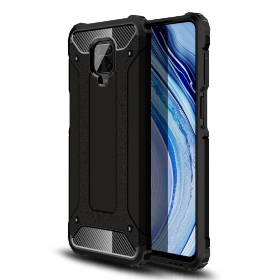 Armor Case Guard Plastic TPU Hybrid Cell Phone Back Case priekš Xiaomi Redmi Note 9 Pro - Melns - triecienizturīgs silikona aizmugures apvalks (bampers, vāciņš, slim TPU silicone case shell cover, bumper)