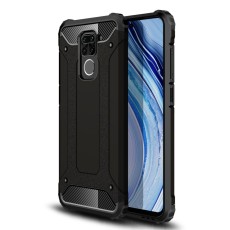 Armor Case Guard Plastic TPU Hybrid Cell Phone Back Case priekš Xiaomi Redmi Note 9 - Melns - triecienizturīgs silikona aizmugures apvalks (bampers, vāciņš, slim TPU silicone case shell cover, bumper)
