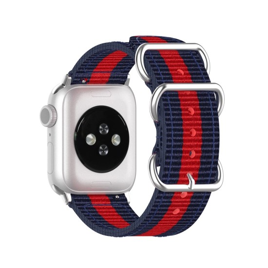 Nylon Canvas Smart Watch Replacement Strap priekš Apple Watch 38 / 40 / 41 mm - Zils / Sarkans - neilona siksniņas (jostas) pulksteņiem
