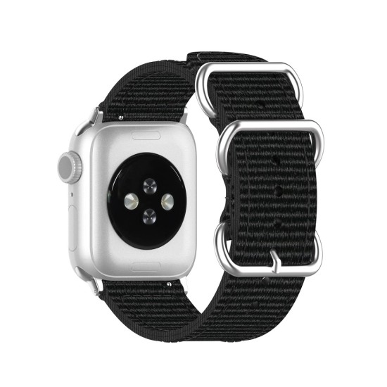 Nylon Canvas Smart Watch Replacement Strap priekš Apple Watch 42 / 44 / 45 mm / Ultra 49 mm - Melns - neilona siksniņas (jostas) pulksteņiem