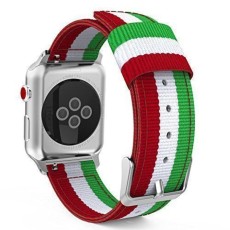 Metal Buckle Woven Nylon Smart Watch Strap priekš Apple Watch 38 / 40 / 41 mm / Series 10 / 11 (42mm) - Sarkans / Balts / Zaļš - neilona siksniņas (jostas) pulksteņiem