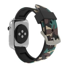 Camouflage Pattern Flexible Silicone Watch Strap priekš Apple Watch 42 / 44 / 45 / 46mm / Ultra 49 mm - Tumši Zaļš - silikona siksniņas (jostas) priekš pulksteņiem
