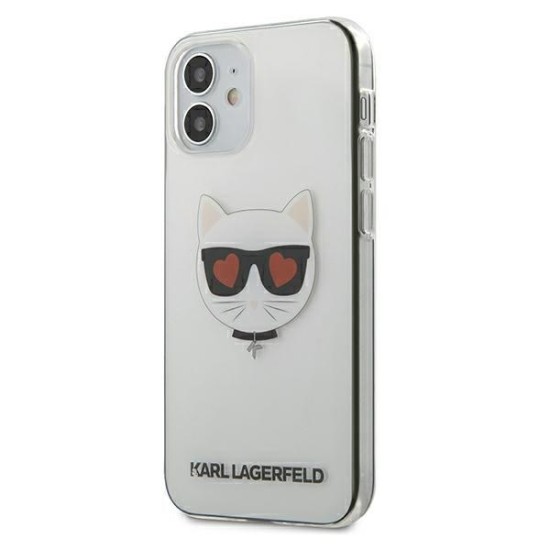 Karl Lagerfeld Transparent Choupette Back Case KLHCP12SCLTR priekš Apple iPhone 12 mini - Caurspīdīgs - silikona aizmugures apvalks / bampers-vāciņš