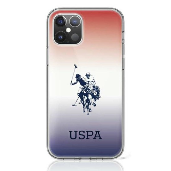 U.S. Polo Assn. Gradient Collection Back Case USHCP12MPCDGBR priekš Apple iPhone 12 / 12 Pro - Sarkans / Zils - silikona-plastikāta aizmugures apvalks / bampers-vāciņš