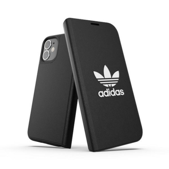 Adidas Originals Booklet Case Basic priekš Apple iPhone 12 mini - Melns - mākslīgās ādas sāniski atverams maciņš
