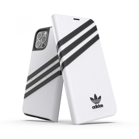 Adidas Originals Booklet Case PU priekš Apple iPhone 12 / 12 Pro - Balts - mākslīgās ādas sāniski atverams maciņš / grāmatveida maciņš
