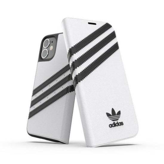 Adidas Originals Booklet Case PU priekš Apple iPhone 12 mini - Balts - mākslīgās ādas sāniski atverams maciņš