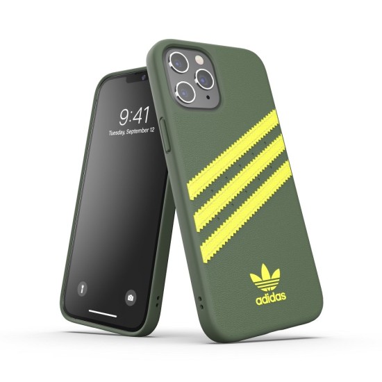 Adidas Originals Moulded PU Back Case priekš Apple iPhone 12 Pro Max - Zaļš - ādas-silikona aizmugures apvalks / bampers-vāciņš