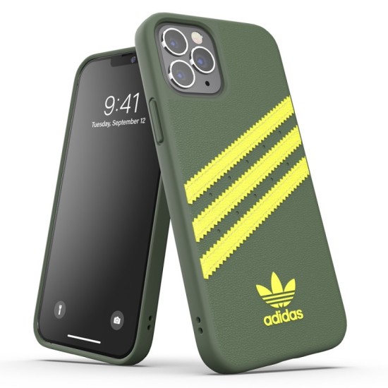 Adidas Originals Moulded PU Back Case priekš Apple iPhone 12 / 12 Pro - Zaļš - ādas-silikona aizmugures apvalks / bampers-vāciņš