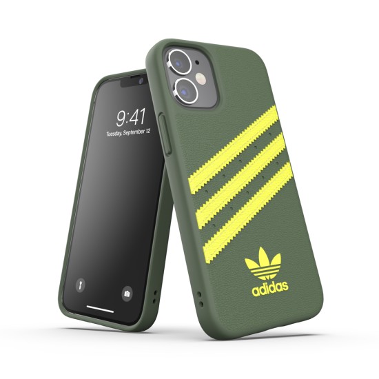 Adidas Originals Moulded PU Back Case priekš Apple iPhone 12 mini - Zaļš - ādas-silikona aizmugures apvalks / bampers-vāciņš