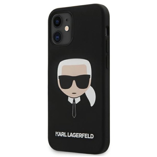 Karl Lagerfeld Karls Head Silicone Back Case KLHCP12SSLKHBK priekš Apple iPhone 12 mini - Melns - silikona aizmugures apvalks / bampers-vāciņš