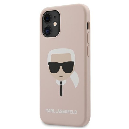 Karl Lagerfeld Karls Head Silicone Back Case KLHCP12SSLKHLP priekš Apple iPhone 12 mini - Rozā - silikona aizmugures apvalks / bampers-vāciņš