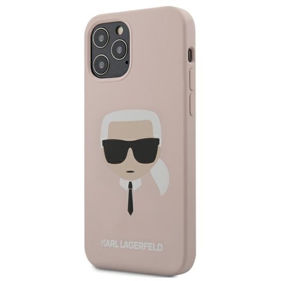 Karl Lagerfeld Karls Head Silicone Back Case KLHCP12MSLKHLP priekš Apple iPhone 12 / 12 Pro - Rozā - silikona aizmugures apvalks / bampers-vāciņš