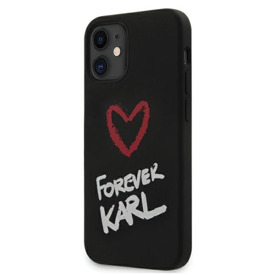 Karl Lagerfeld Forever Karl Silicone Back Case KLHCP12SSILKRBK priekš Apple iPhone 12 mini - Melns - silikona aizmugures apvalks / bampers-vāciņš 