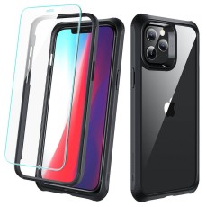ESR Alliance Back Case with Screen Tempered Glass priekš Apple iPhone 12 Pro Max - Melns - triecienizturīgs silikona aizmugures apvalks ar ekrāna aizsargstiklu / bampers-vāciņš