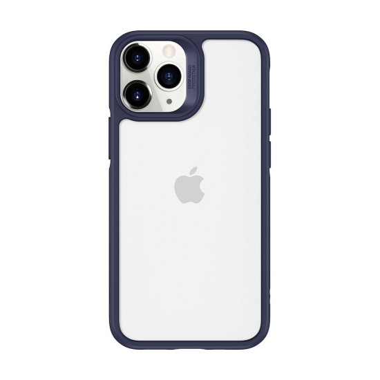 ESR Ice Shield Back Case priekš Apple iPhone 12 / 12 Pro - Zils - triecienizturīgs silikona-stikla aizmugures apvalks / bampers-vāciņš