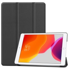 Tri-fold Stand PU Smart Auto Wake/Sleep Leather Case priekš Apple iPad 10.2 (2019 / 2020 / 2021) - Melns - sāniski atverams maciņš ar stendu