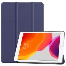 Tri-fold Stand PU Smart Auto Wake/Sleep Leather Case priekš Apple iPad 10.2 (2019 / 2020 / 2021) - Tumši Zils - sāniski atverams maciņš ar stendu