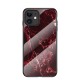 Marble Texture Glass Back Case priekš Apple iPhone 12 mini - Sarkans - stikla aizmugures apvalks / bampers-vāciņš