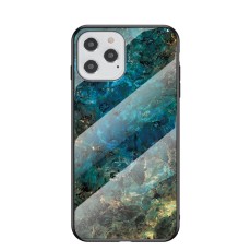 Marble Texture Glass Back Case priekš Apple iPhone 12 / 12 Pro - Zaļš - stikla aizmugures apvalks / bampers-vāciņš