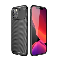 Carbon Fiber Texture Shockproof TPU Phone Cover priekš Apple iPhone 12 Pro Max - Melns - triecienizturīgs silikona aizmugures apvalks / bampers-vāciņš