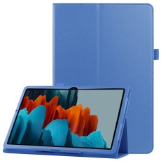 Litchi Texture Leather Stand Protective Case priekš Samsung Galaxy Tab S7 T870 / T875 / Tab S8 X700 / X706 - Gaiši Zils - sāniski atverams maciņš ar stendu