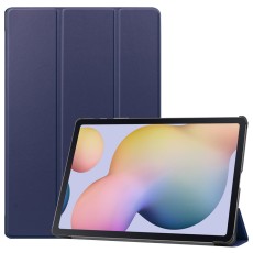 Tri-fold Stand PU Smart Auto Wake/Sleep Leather Case priekš Samsung Galaxy Tab S7 Plus T970 / T976 / Tab S8 Plus X800 / X806 - Tumši Zils - sāniski atverams maciņš ar stendu