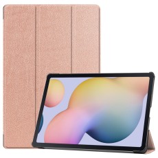 Tri-fold Stand PU Smart Auto Wake/Sleep Leather Case priekš Samsung Galaxy Tab S7 Plus T970 / T976 / Tab S8 Plus X800 / X806 - Rozā Zelts - sāniski atverams maciņš ar stendu