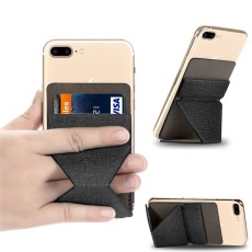 Universal Self Adhesive Card Holder with Foldable Stand - Melns - universāls pielīmējams karšu turētājs ar saliekamu statīvu