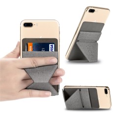 Universal Self Adhesive Card Holder with Foldable Stand - Pelēka - universāls pielīmējams karšu turētājs ar saliekamu statīvu