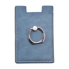 Universal Adhesive PU Leather Credit Card Pocket with Finger Grip Kickstand / Built-in Magnet Iron - Zils - universāls pielīmējams ādas karšu turētājs ar gredzenu-statīvu / ar iebūvētu magnētu