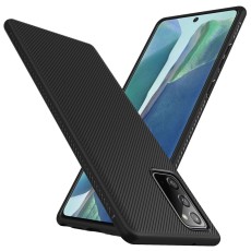 Twill Texture Silicone Mobile Phone Cover Shell priekš Samsung Galaxy Note 20 N980 - Melns - triecienizturīgs silikona aizmugures apvalks / bampers-vāciņš