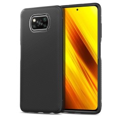 Twill Texture Silicone Mobile Phone Cover Shell priekš Xiaomi Poco X3 NFC / X3 Pro - Melns - triecienizturīgs silikona aizmugures apvalks / bampers-vāciņš