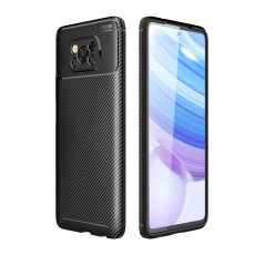 Beetle Series Carbon Fiber TPU Protection Phone Cover priekš Xiaomi Poco X3 NFC / X3 Pro - Melns - triecienizturīgs silikona aizmugures apvalks / bampers-vāciņš