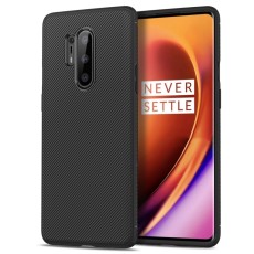 Twill Texture Silicone Mobile Phone Cover Shell priekš OnePlus 8 Pro - Melns - triecienizturīgs silikona aizmugures apvalks / bampers-vāciņš