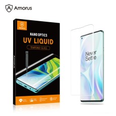 AMORUS 3D (UV Glue) Curved Tempered Glass Screen Protector priekš OnePlus 8 Pro - Ekrāna Aizsargstikls / Bruņota Stikla Aizsargplēve