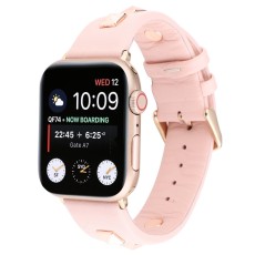 Genuine Leather Watchband with Rose Gold Fastener priekš Apple Watch 38 / 40 / 41 mm / Series 10 / 11 (42mm) - Rozā - dabīgās ādas siksniņa priekš pulksteņiem ar saspraudi