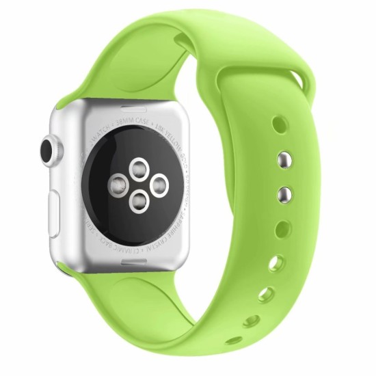 Dual Pin Buckle Silicone Watch Strap priekš Apple Watch 38 / 40 / 41 mm - Zaļš - silikona siksniņa priekš pulksteņiem ar divām saspraudēm
