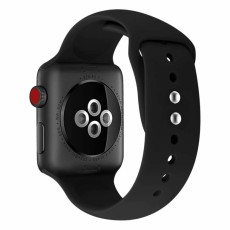 Dual Pin Buckle Silicone Watch Strap priekš Apple Watch 42 / 44 / 45 / 46mm / Ultra 49 mm - Melns - silikona siksniņa priekš pulksteņiem ar divām saspraudēm
