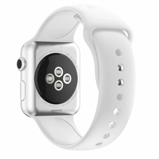 Dual Pin Buckle Silicone Watch Strap priekš Apple Watch 42 / 44 / 45 mm / Ultra 49 mm - Balts - silikona siksniņa priekš pulksteņiem ar divām saspraudēm