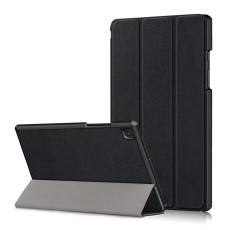 Tri-fold Stand PU Smart Auto Wake/Sleep Leather Case priekš Samsung Galaxy Tab A7 (2020 / 2022) T500 / T505 / T509 - Melns - sāniski atverams maciņš ar stendu